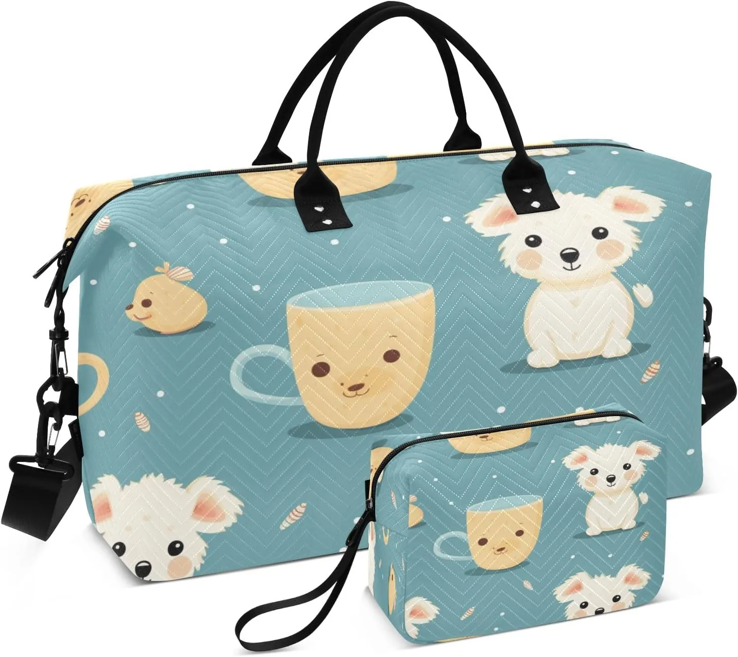 -141- Tea Cup Dog Travel Duffle Bag Gym Yoga Carry on Bags for Men Women Weekender Bag