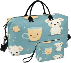 -141- Tea Cup Dog Travel Duffle Bag Gym Yoga Carry on Bags for Men Women Weekender Bag