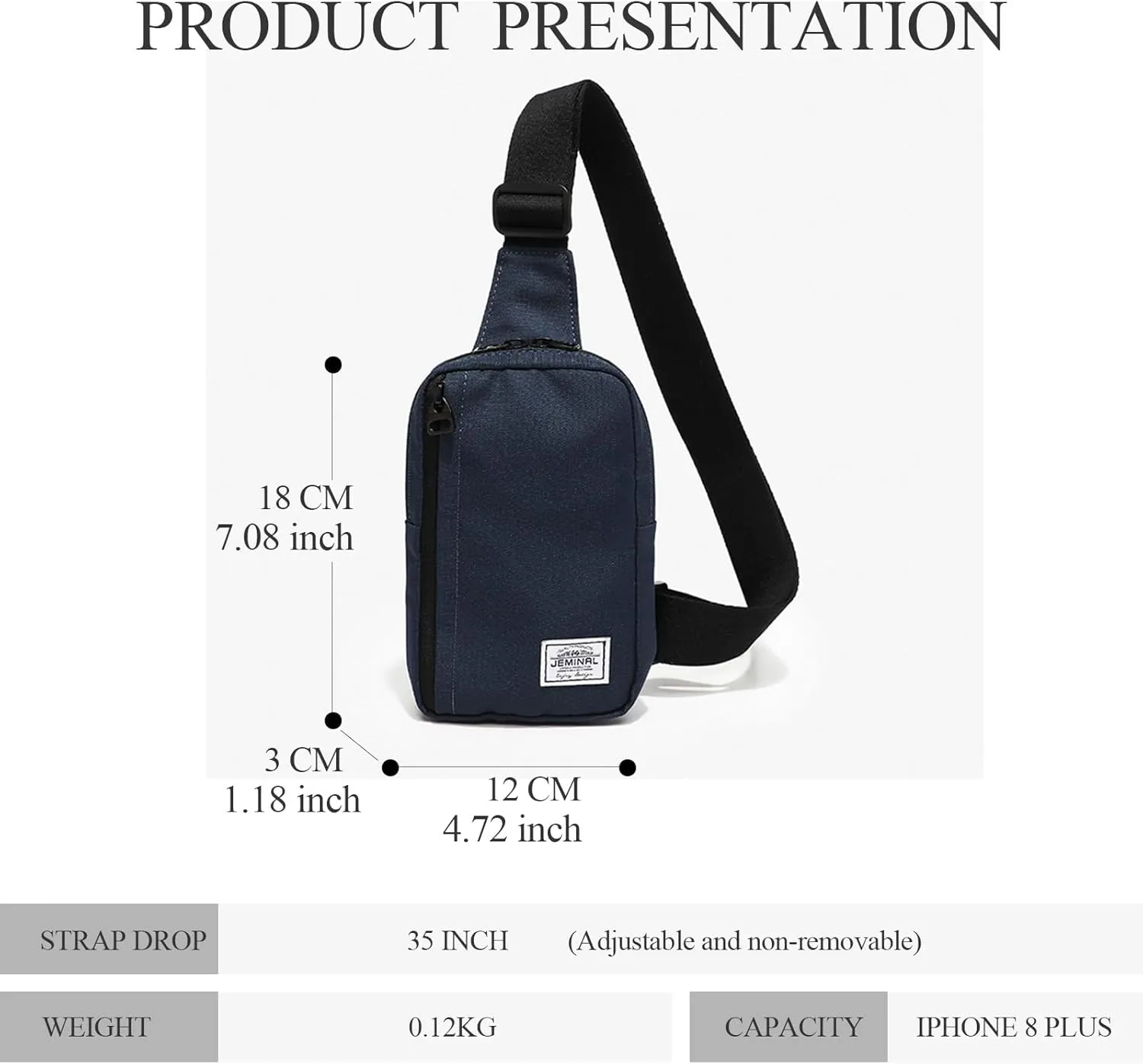 ＪＭ ＪＥＭＩＮＡＬ 杰米路 Shoulder Crossbody Bag Hiking Backpack Travel Bag Men Women Sling Backpack Multifunctional (Blue)
