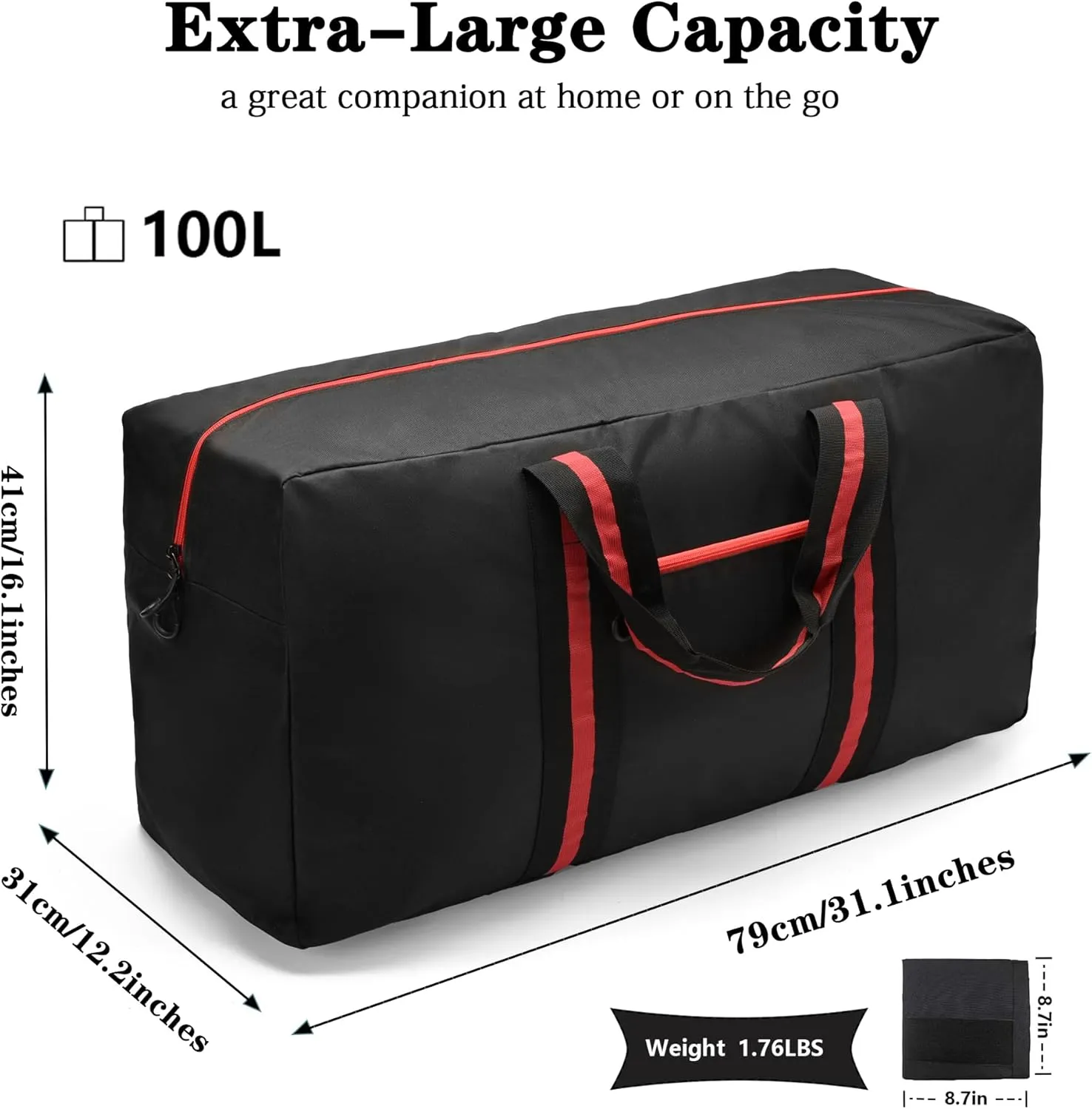 100L Large Duffle Bag for Travel 31.1” Diffle Bag - Overnight Weekender Camping, Storage for Men Women, 2 Pack