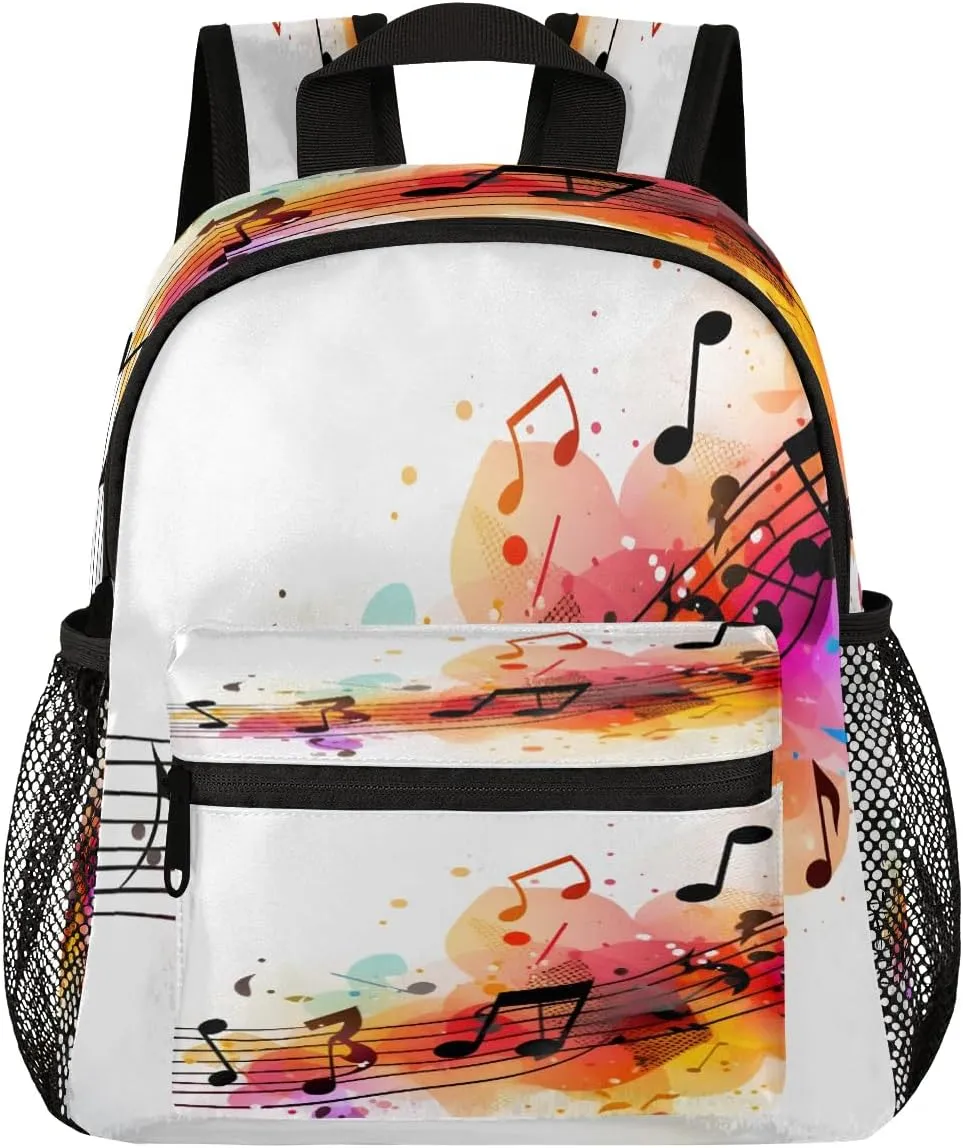 12 Inch Cute Mini Book Bag Small Backpack Multi Compartment Backpack With Chest Strap Waterproof Casual Daypack Travel Bag, Musical Notation