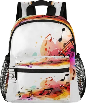 12 Inch Cute Mini Book Bag Small Backpack Multi Compartment Backpack With Chest Strap Waterproof Casual Daypack Travel Bag, Musical Notation