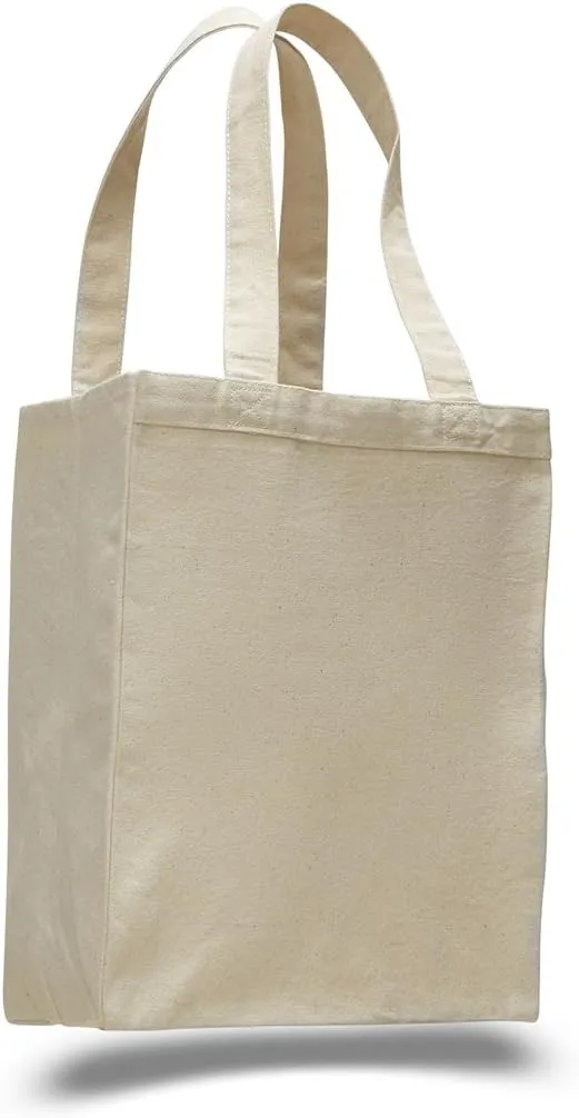 (12 Pack) Set of 12- Extra Heavy Duty Canvas Tote Bag with Gusset (Natural)