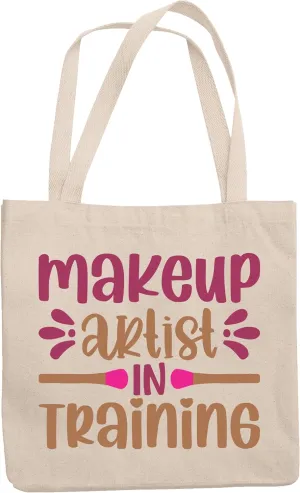 12oz Canvas Tote Bag - Makeup Artist in Training, Beautician Trainee Quote - Beauty Themed Merch for Makeup Artist or Cosmetologist, Gift for Makeup Lovers & Beauticians