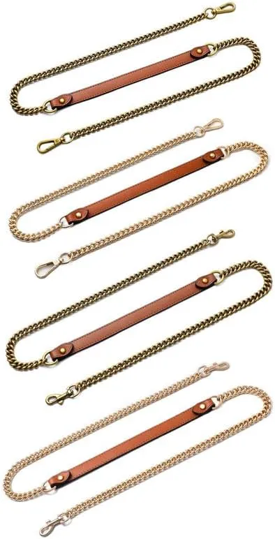 1.38" Width Iron Flat Chain Purse Chain Accessories Purse Straps Horseshoe Clasp Gold Chain(Red Brown)
