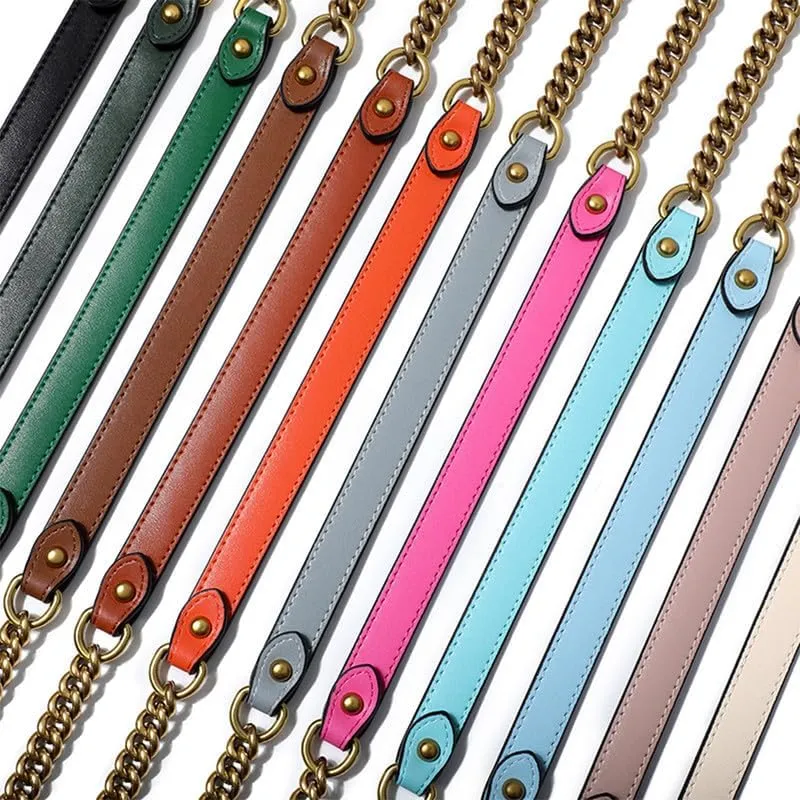 1.38" Width Iron Flat Chain Purse Chain Accessories Purse Straps Horseshoe Clasp Gold Chain(Red Brown)