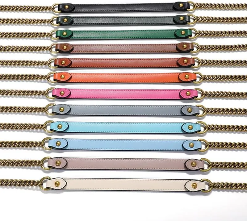 1.38" Width Iron Flat Chain Purse Chain Accessories Purse Straps Horseshoe Clasp Gold Chain(Red Brown)