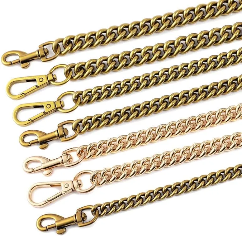1.38" Width Iron Flat Chain Purse Chain Accessories Purse Straps Horseshoe Clasp Gold Chain(Red Brown)