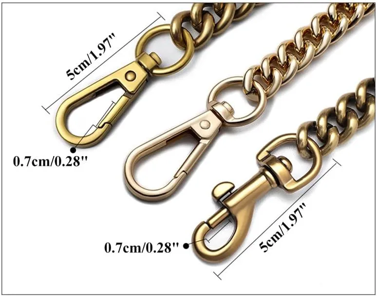 1.38" Width Iron Flat Chain Purse Chain Accessories Purse Straps Horseshoe Clasp Gold Chain(Red Brown)