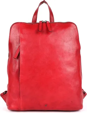 14.5 Inch Genuine Leather Backpack for Women and Men, Red Leather Backpack with Adjustable Shoulder Strap