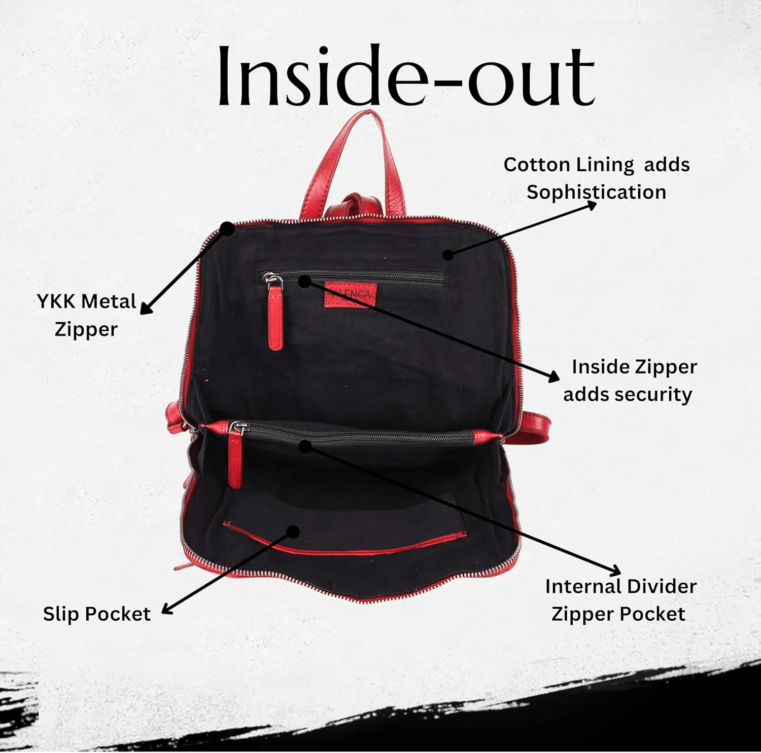 14.5 Inch Genuine Leather Backpack for Women and Men, Red Leather Backpack with Adjustable Shoulder Strap