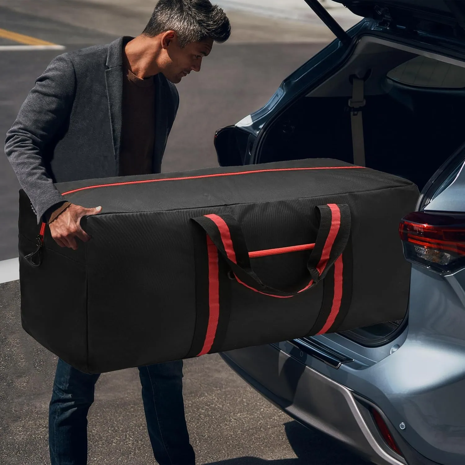 150L Large Duffle Bag for Travel 37” Diffle Bag for Overnight Weekender Camping, Storage for Men Women, Red
