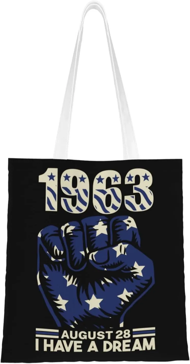 1963 August 28 I Have A Dream Tote Bag for Women Canvas Shopping Bags Reusable Beach Bag Grocery Bags Tote Shoulder Bag Gift Bags