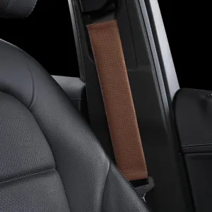 1P Genuine Cowhide Leather seat Belt Cover pad,car Seatbelt Covers Strap Shoulder Cushion for Driver Accessories,Backpack, Shoulder Bag (Coffee)