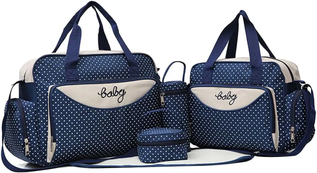 1Set Large Capacity Mummy Tote Stylish Dot Printed Shoulder Handbag for Moms Durable and Lightweight Multi Function Diaper Bag for Outings and