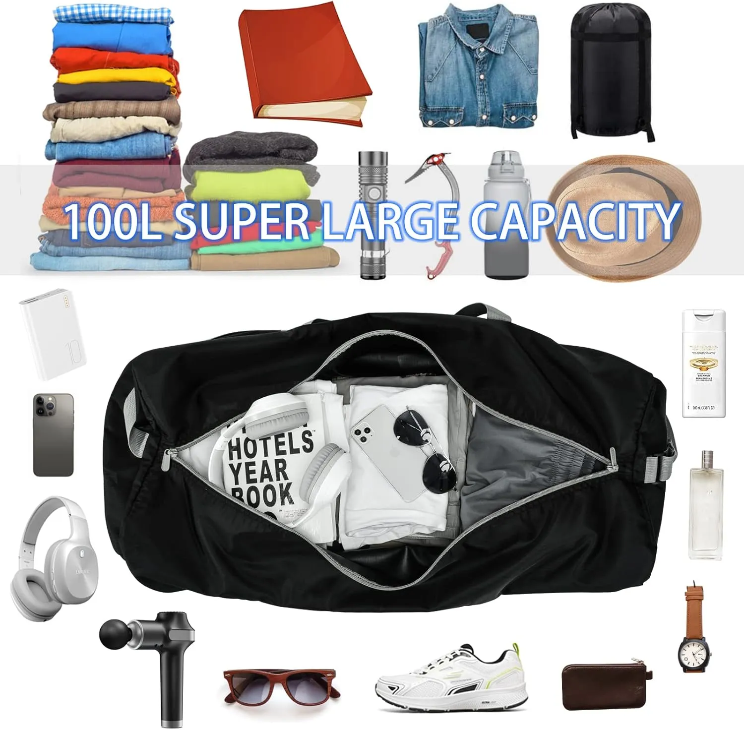 2 Packs Extra Large Duffel Bag 32.5 inch 105L Travel Duffel Bag lightweight Luggage Bag