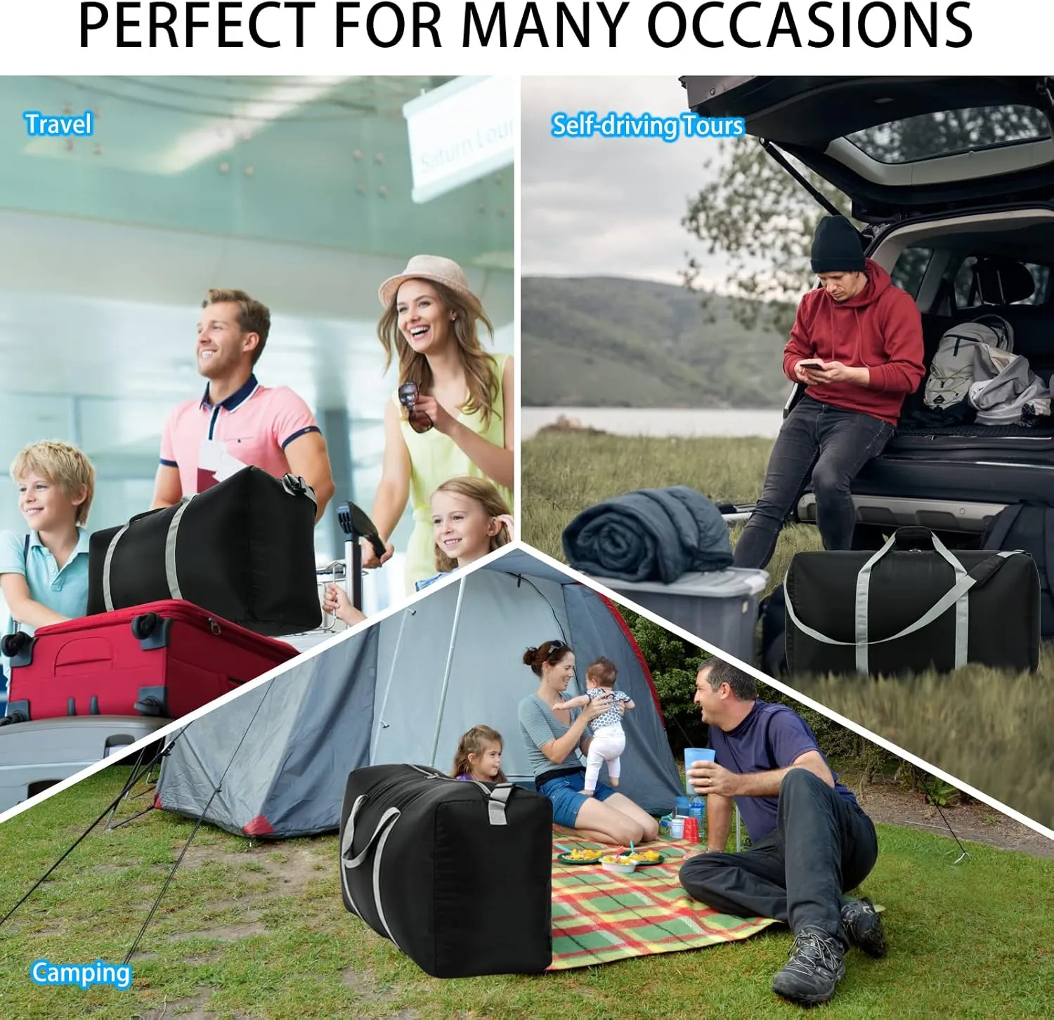 2 Packs Extra Large Duffel Bag 32.5 inch 105L Travel Duffel Bag lightweight Luggage Bag