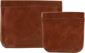 2 PCS Small Makeup Bag for Purse,Premium Leather Small Makeup Pouch Purse,Mini Cosmetic Bag for Travel,Portable Travel Pouch with Quick Access Design,Neutral,elegant and stylish(Mocha Brown)