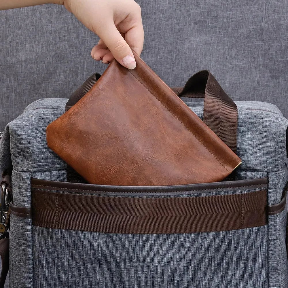2 PCS Small Makeup Bag for Purse,Premium Leather Small Makeup Pouch Purse,Mini Cosmetic Bag for Travel,Portable Travel Pouch with Quick Access Design,Neutral,elegant and stylish(Mocha Brown)