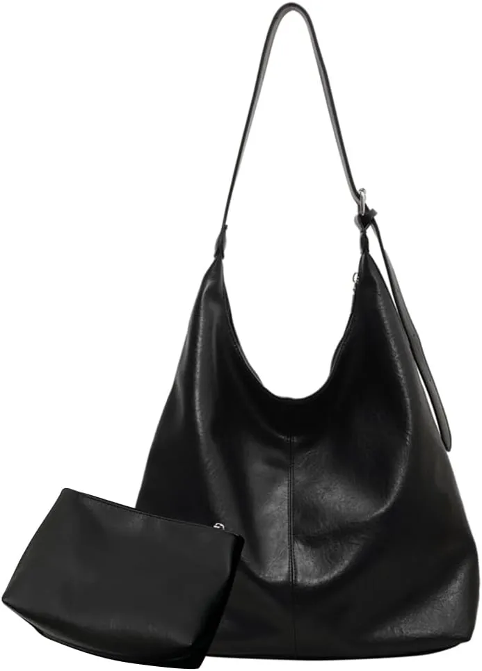 2 Pcs Women PU Crossbody Bag Underarm Bag Stylish Large Capacity Shoulder Bag Fashion Work Tote Bag with Adjustabl