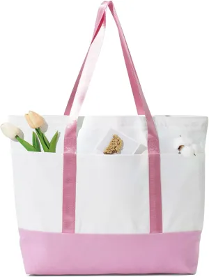 21in Heavy duty large canvas totes bag 12oz reusable zippered grocery shopping bag, extra large totes bag for women