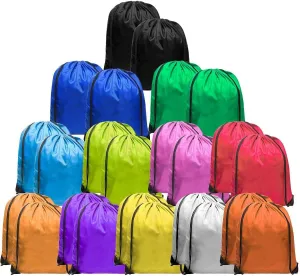 24-Pack Nylon Drawstring Backpack Lightweight Draw String Sports Bags Decorative Backpack Charms