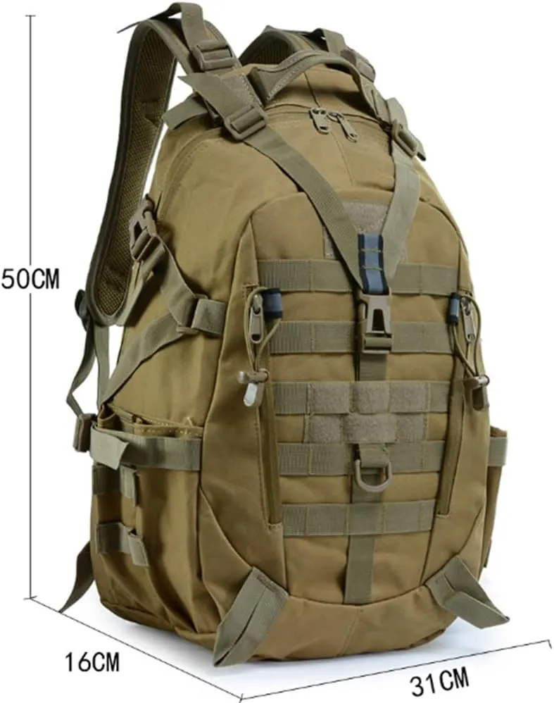 25L Nylon Fabric Backpack Outdoor Backpacks Camping Hiking Backpack Trekking Daypack, Khaki, One Size