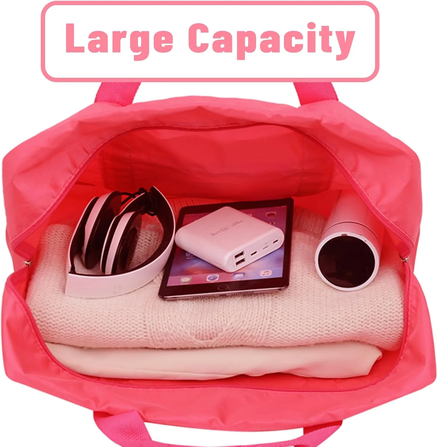 2PCS Travel Bag Foldable Luggage Bag for Spirit Airlines Tote Carry on Duffle Bag Sports Gym Water Resistant Personal Item Bag Weekender Overnight Bags (Red Black)