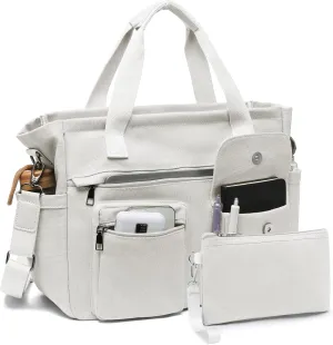 2Pcs/Set Large Canvas Tote Bag for Women, Laptop Work Bags Crossbody Shoulder Hobo Messenger Handbag Purse Travel Gym Totes