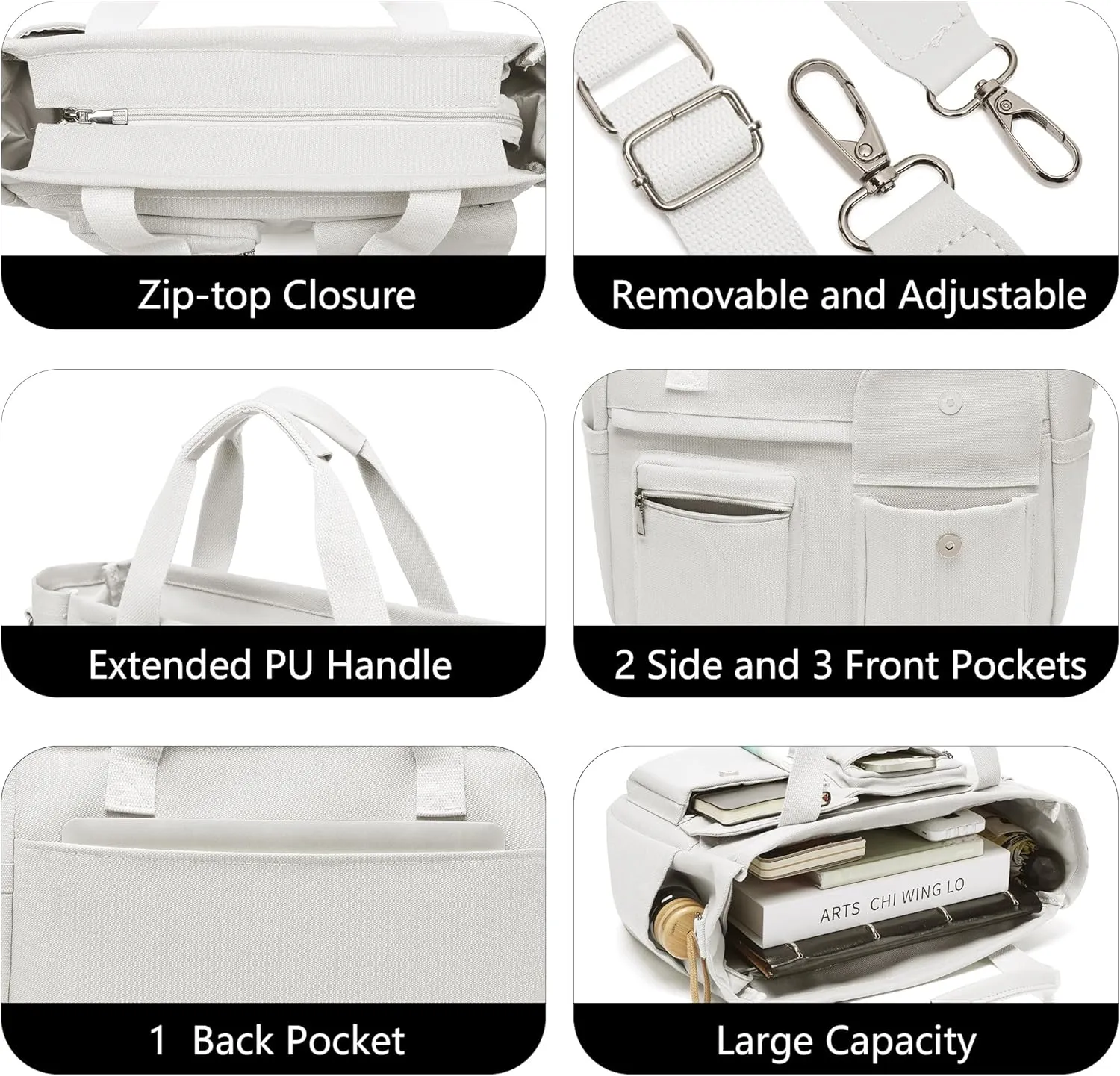 2Pcs/Set Large Canvas Tote Bag for Women, Laptop Work Bags Crossbody Shoulder Hobo Messenger Handbag Purse Travel Gym Totes