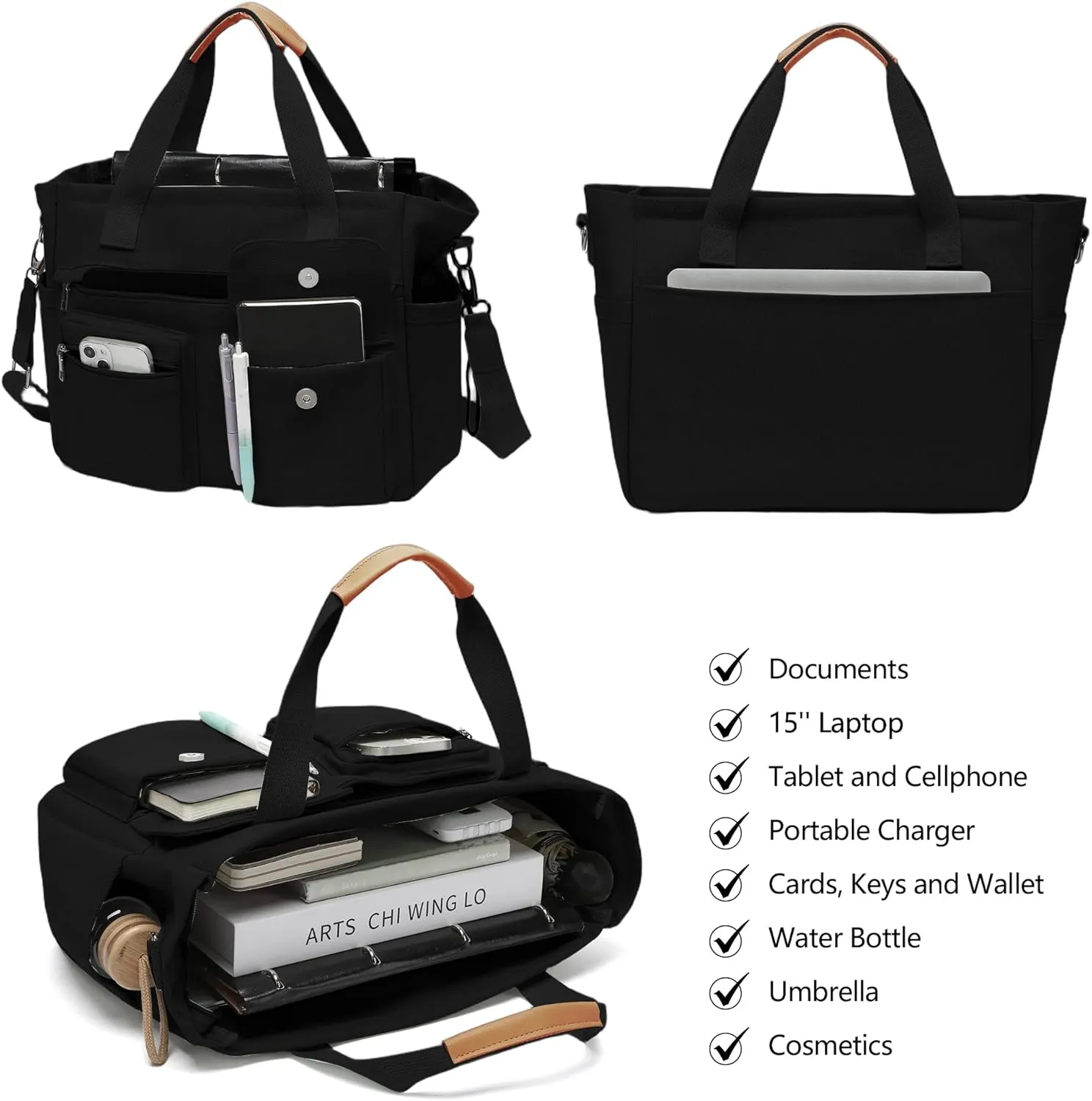 2Pcs/Set Large Canvas Tote Bag for Women, Laptop Work Bags Crossbody Shoulder Hobo Messenger Handbag Purse Travel Gym Totes