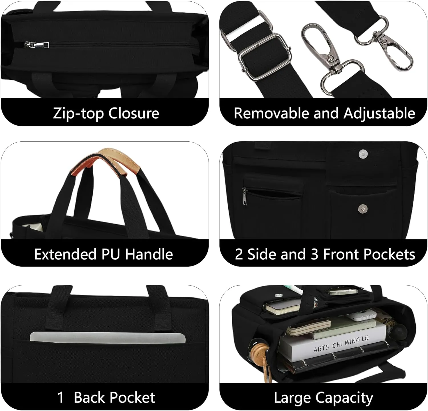 2Pcs/Set Large Canvas Tote Bag for Women, Laptop Work Bags Crossbody Shoulder Hobo Messenger Handbag Purse Travel Gym Totes