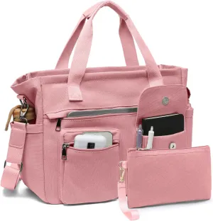 2Pcs/Set Large Canvas Tote Bag for Women, Laptop Work Bags Crossbody Shoulder Hobo Messenger Handbag Purse Travel Gym Totes