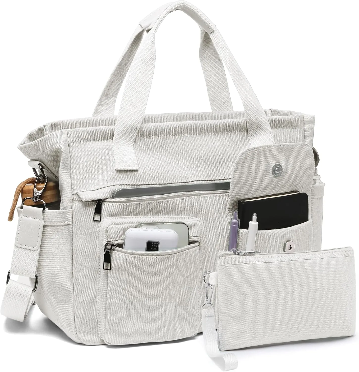 2Pcs/Set Large Canvas Tote Bag for Women, Laptop Work Bags Crossbody Shoulder Hobo Messenger Handbag Purse Travel Gym Totes