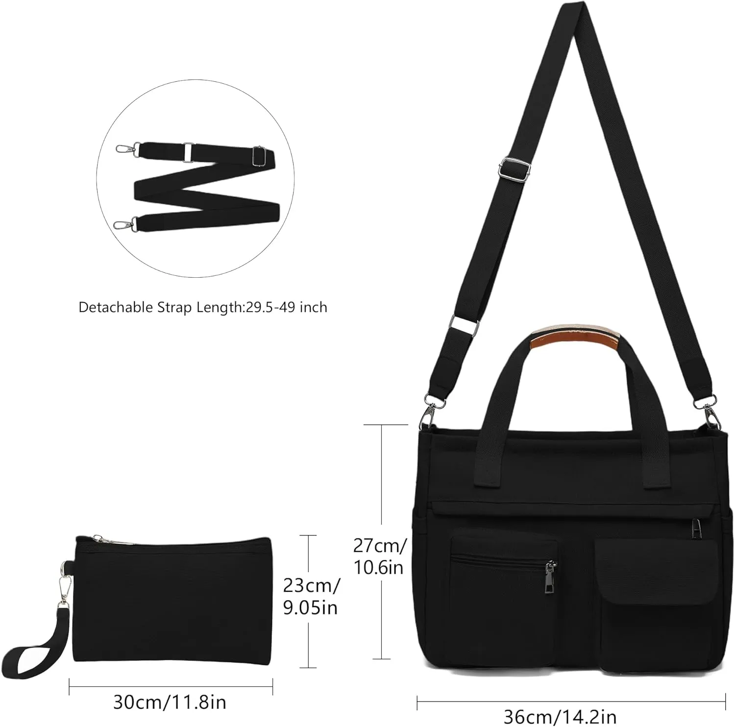 2Pcs/Set Large Canvas Tote Bag for Women, Laptop Work Bags Crossbody Shoulder Hobo Messenger Handbag Purse Travel Gym Totes