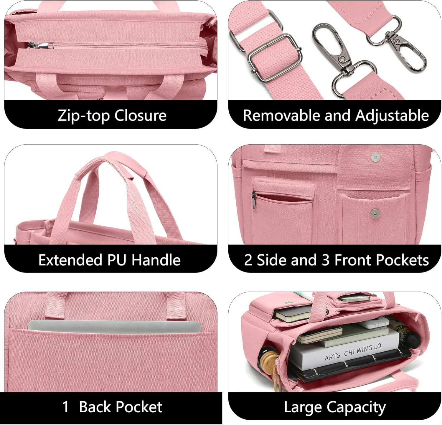 2Pcs/Set Large Canvas Tote Bag for Women, Laptop Work Bags Crossbody Shoulder Hobo Messenger Handbag Purse Travel Gym Totes