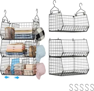 3 Tier Closet Hanging Shelves with Divider, Extra Large Closet Organizers and Storage, Clothes Hanging Organizer Clothing Sweaters Handbags Clutches Accessories