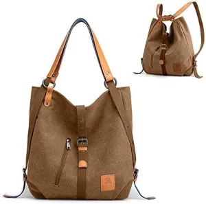 3 Ways Canvas Purses Handbags Totes Shoulder Bag Backpack Hobo For Women (Blue)