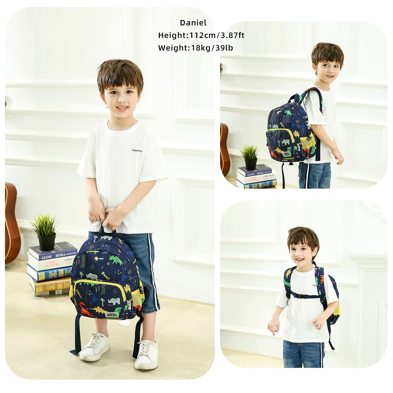 3D Dinosaur Backpack Toddler Backpacks for Boys and Girls Kids Backpack Waterproof Preschool Safety Harness Leash (Roar)