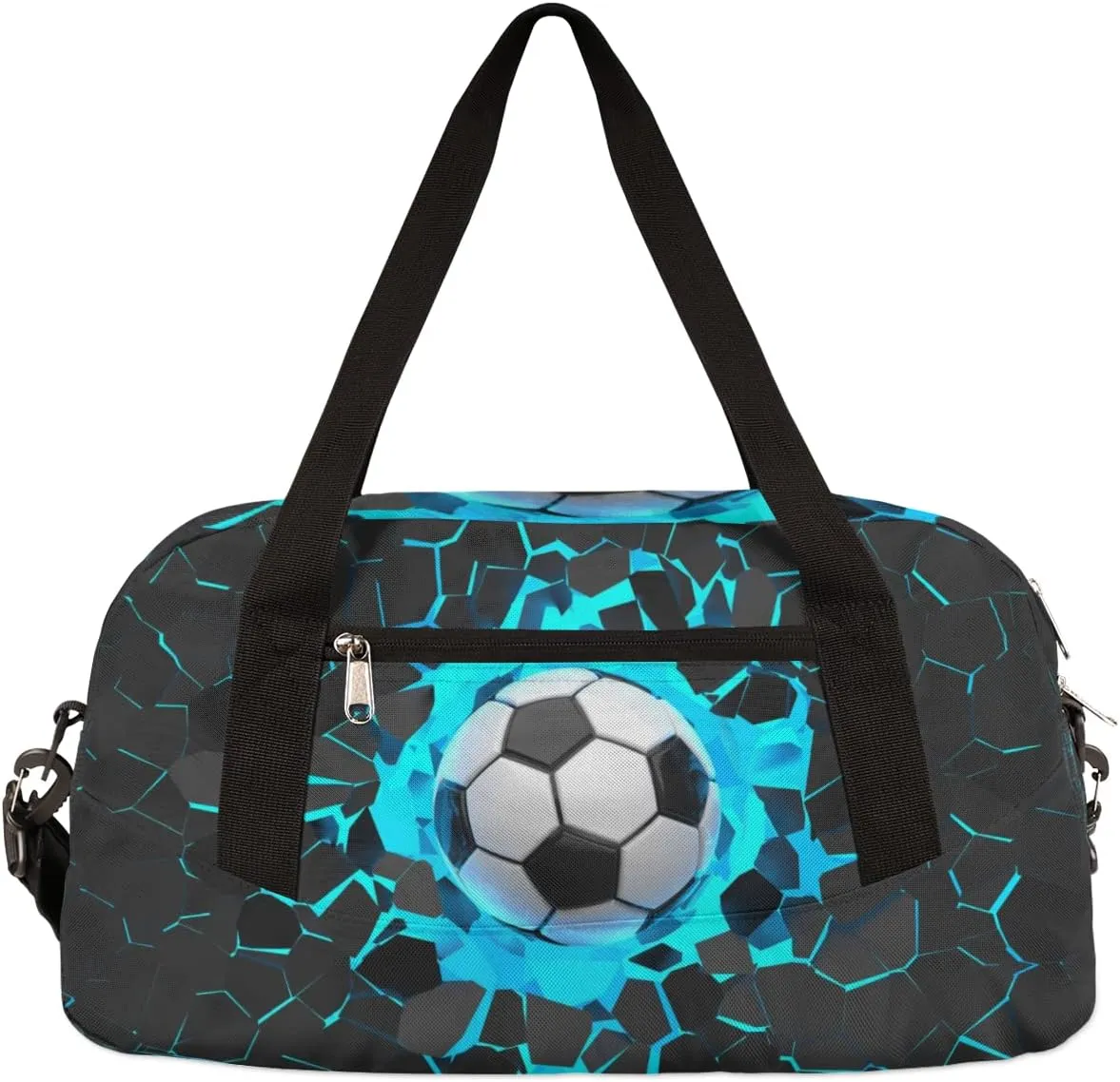 3d Light Wall Football Kids Overnight Duffle Bags Boys Girls Soccer Teen Sports Gym Bag for Weekender Travel Gymnastics Dance Ballet
