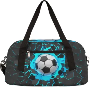 3d Light Wall Football Kids Overnight Duffle Bags Boys Girls Soccer Teen Sports Gym Bag for Weekender Travel Gymnastics Dance Ballet