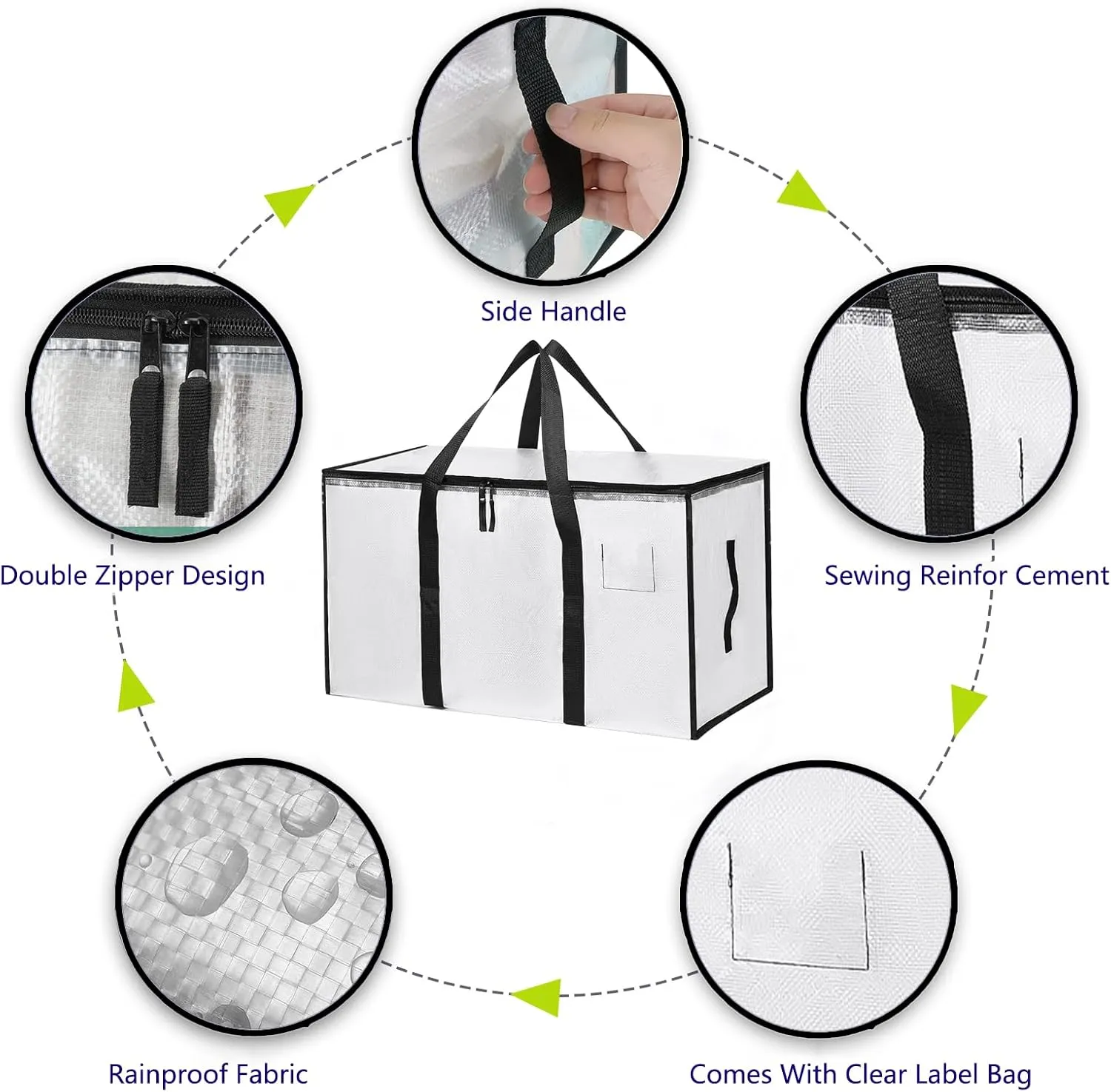 4 Pack Extra Large Bag Heavy Duty Large Moving Bags with Strong Zipper Durable Storage Bags(Clear-4pack)