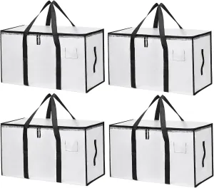 4 Pack Extra Large Bag Heavy Duty Large Moving Bags with Strong Zipper Durable Storage Bags(Clear-4pack)