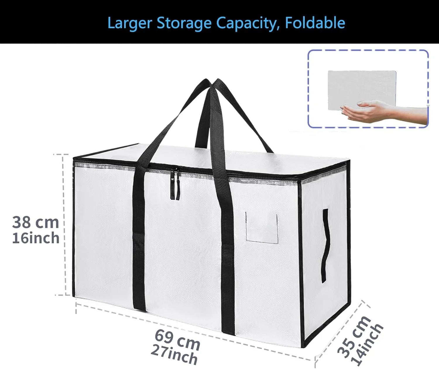 4 Pack Extra Large Bag Heavy Duty Large Moving Bags with Strong Zipper Durable Storage Bags(Clear-4pack)