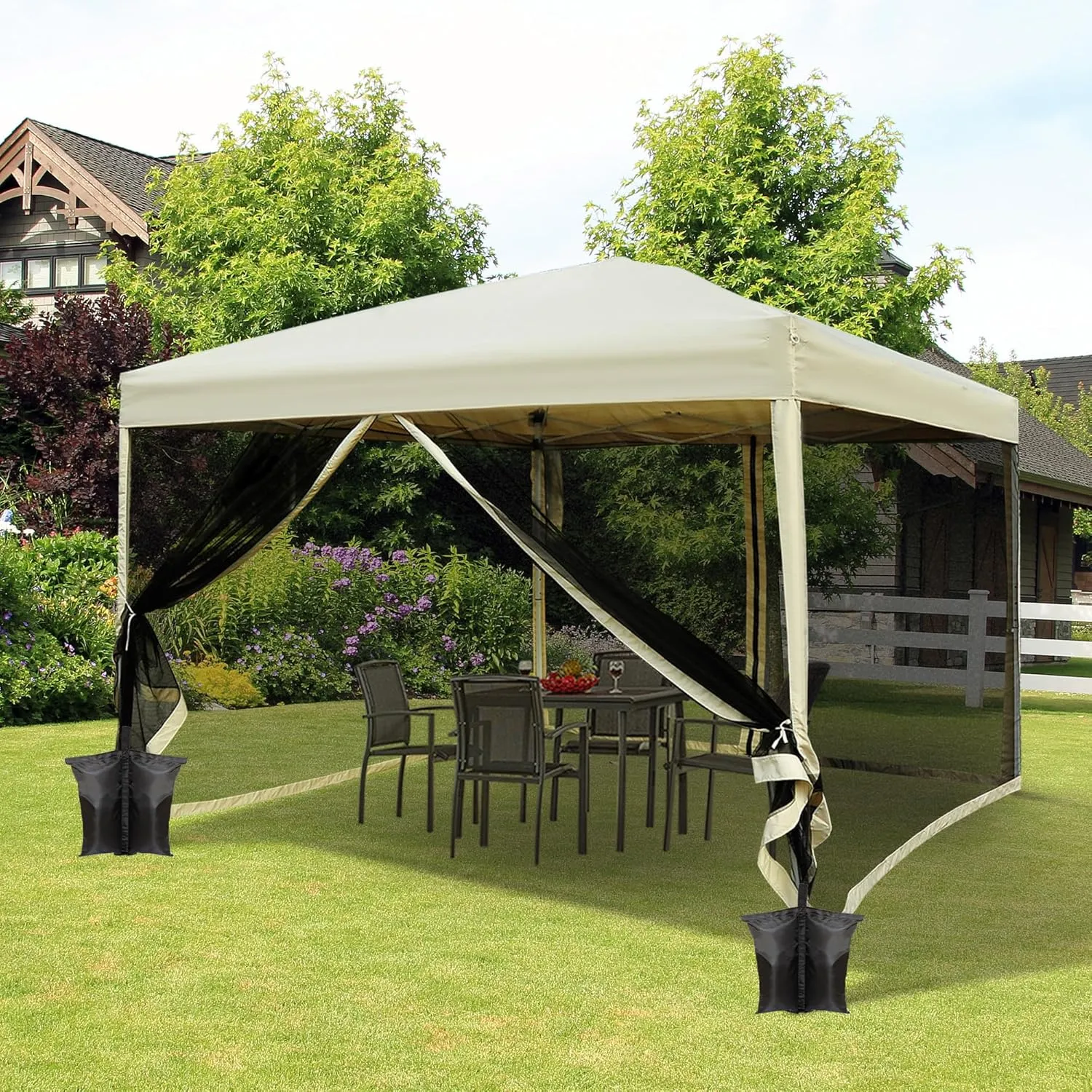 4 Pack(Black) 224 LBS Luma shades Sand Bags Weights for Canopy Weight Bag，Outdoor Gazebo Advertising Tent Sunshade Windproof sandbag Bag for Pop up Canopy Tent (Without Sand)