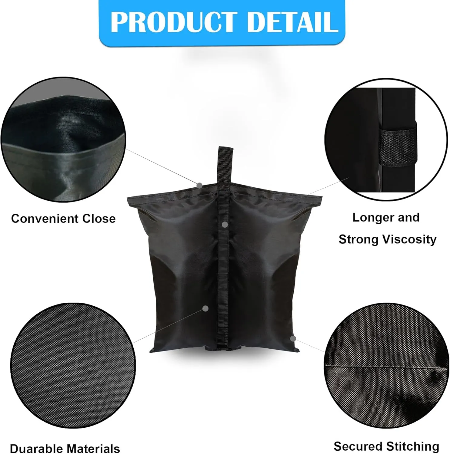 4 Pack(Black) 224 LBS Luma shades Sand Bags Weights for Canopy Weight Bag，Outdoor Gazebo Advertising Tent Sunshade Windproof sandbag Bag for Pop up Canopy Tent (Without Sand)