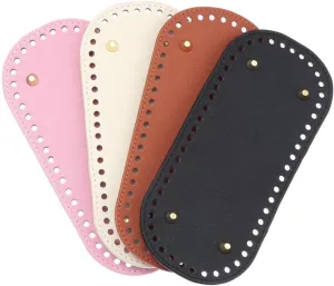 4 pcs Oval Purse Bottom for Crochet, 9.8 x 4.7" Crochet Bag Bottom Leather Bottom Shaper Pad for Bags Cushion Base with Holes for DIY Crochet Bag