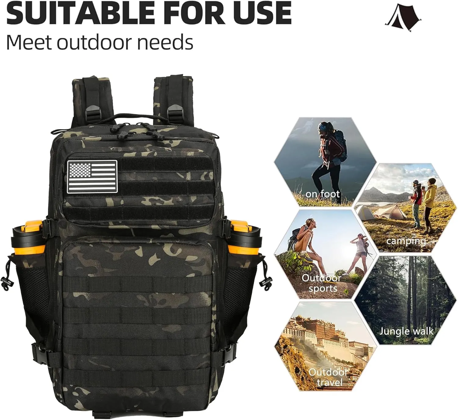45L Tactical Assault Backpack 3 day assault pack with Molle Waterproof backpack Rucksack for Tactical Backpacks