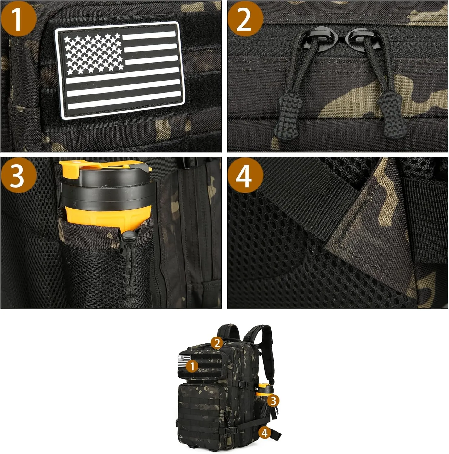 45L Tactical Assault Backpack 3 day assault pack with Molle Waterproof backpack Rucksack for Tactical Backpacks