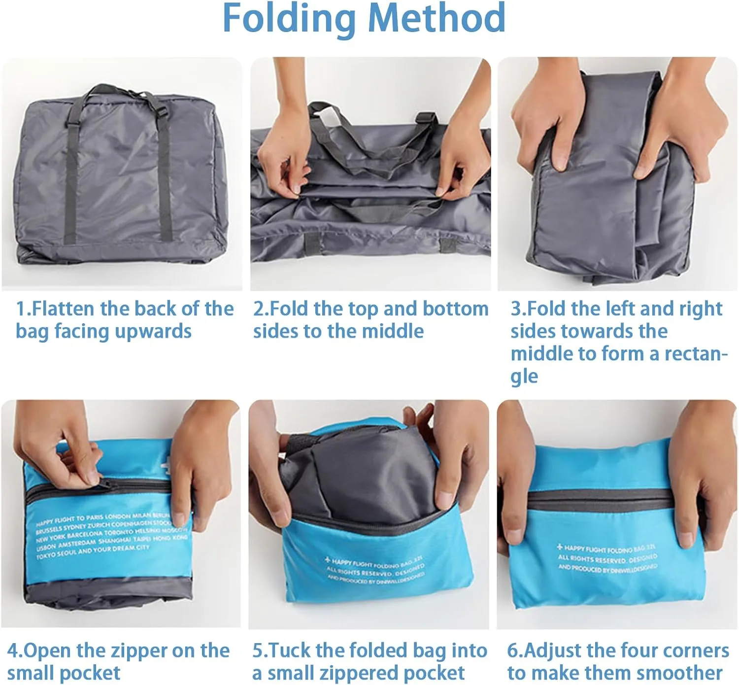 4PCS Travel Bag Foldable Duffle Bag Lightweight Luggage Bag Personal Item Bag for Airlines (4PCS Waterproof Bag)